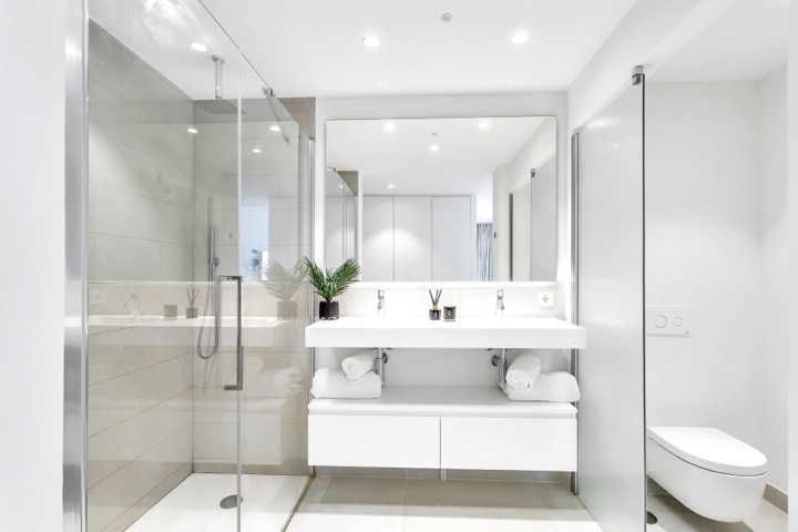 Bathroom with Walk-In Shower photographed for property marketing by Property Home Photos