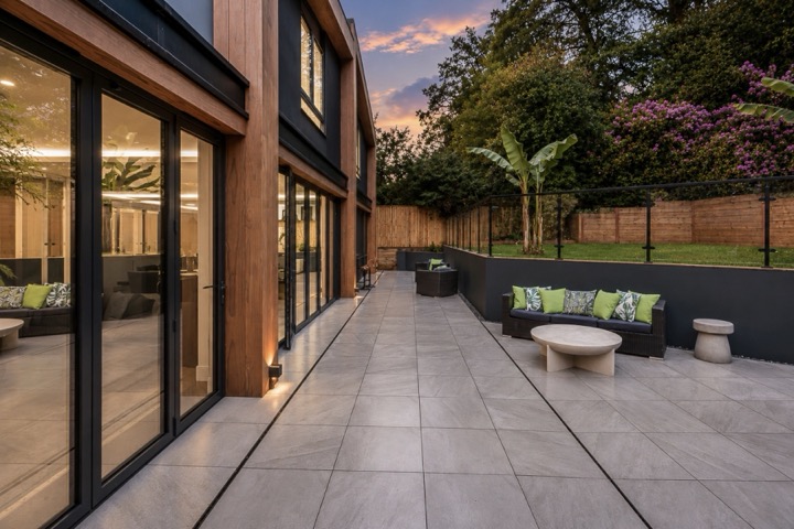 Back Garden Sunset Interior White Lights photographed for property marketing by Property Home Photos