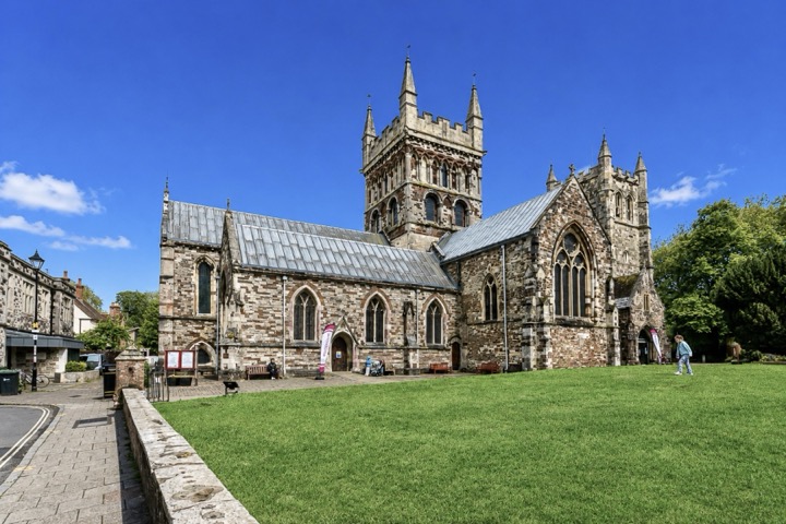 Church in Wimborne Minster Blue Sky photographed for property marketing by Property Home Photos