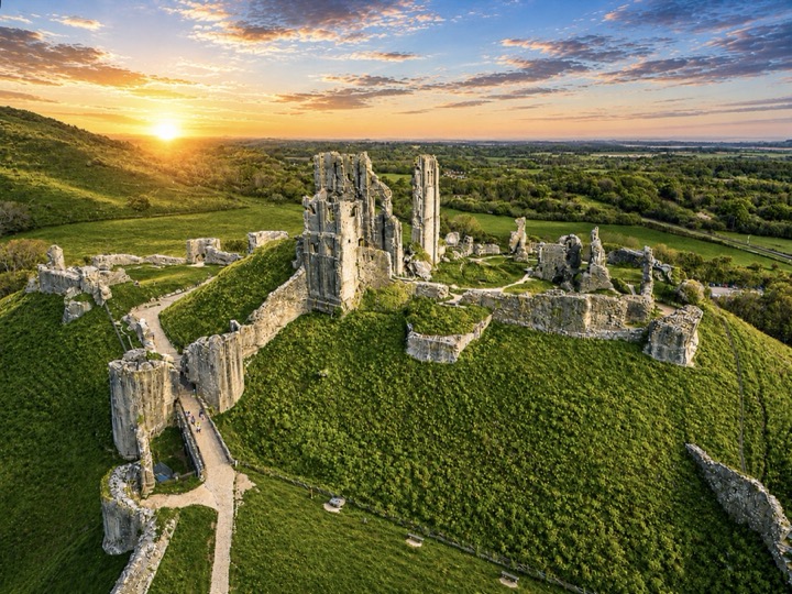 Corfe Castle Sunset photographed for property marketing by Property Home Photos