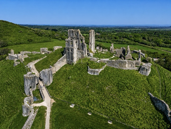 Corfe Castle Blue Sky photographed for property marketing by Property Home Photos